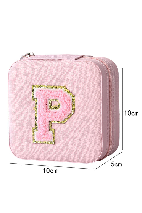 Pink Chenille P Patch Small Jewelry Box