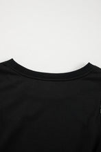 Black Contrast Stitches Detail Puffy Half Sleeve Blouse