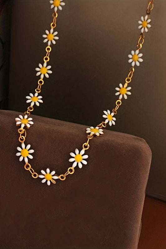 Gold Daisy Adjustable Chain Choker Necklace