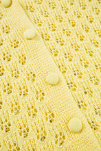 Yellow Pointelle Knit V Neck Sweater Cardigan