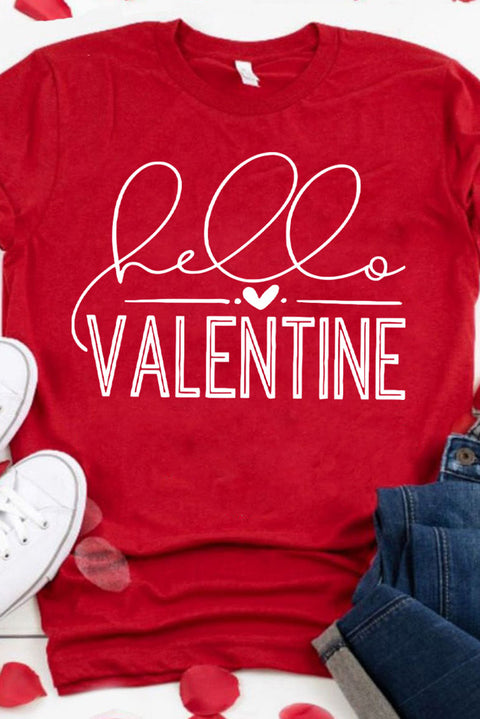 Camiseta con estampado de letras Hello Valentine