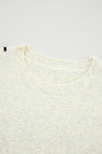 White Contrast Stitch Detail Ribbed Trim Sweater