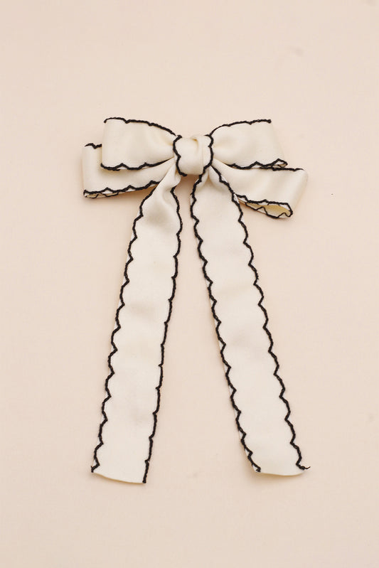 White Contrast Trim Colorblock Bowknot Hair Pin