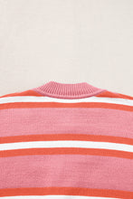 Pink Stripe Drop Shoulder Buttons Cardigan Sweater