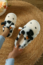 White Cute Cow Thick Sole Plush Thermal Home Slippers