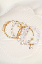 White 4pcs Daisy Pearl Beaded Chain Bracelet Set