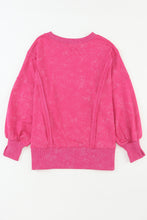 Acid Wash Relaxed Fit Seamed Pullover Sweatshirt with Slits