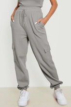 Gray Waffle Texture Cargo Pocket Jogger Pants