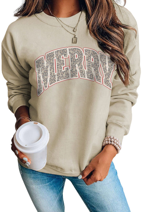 MERRY and BRIGHT Leopard Print Pullover Sweatshirt