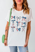 White American Flag Pattern Bowknot Graphic Tee