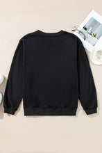 Black Plain Drop Shoulder Crewneck Pullover Sweatshirt