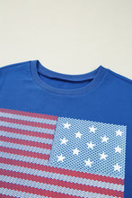 Real Teal American Flag Pattern Crewneck Tee