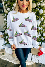 Beige A Truck of Christmas Tree Christmas Fashion Graphic Sweatshirt