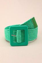 Dark Green Bohemian Woven Square Buckle Wide Belt