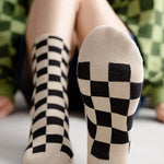 Chestnut Checkerboard Printed Cotton Socks