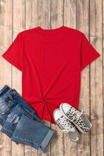 Red USA Flag Heart Shape Crewneck Graphic T Shirt