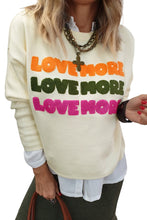 White LOVE MORE Chenille Graphic Long Sleeve Sweatshirt