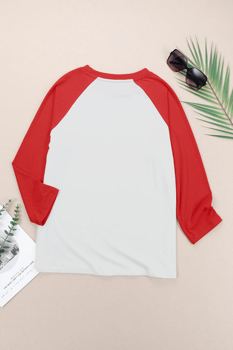 Christmas Tree Snowflakes Graphic Raglan Top