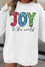 White JOY to the world Ribbed Crewneck Pullover Sweatshirt