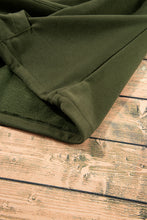 Moss Green Fleece Lined Half Zipper Kangaroo Pockets Loose Hoodie