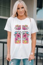 White Floral Crossed Graphic Easter Round Neck T Shirt