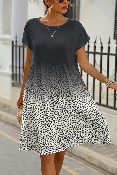 Dotted Contrast Casual Pocket T Shirt Dress