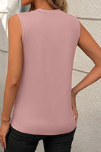 Light Pink Crew Neck Pleated Tank Top