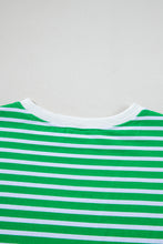 Dark Green Striped Cap Sleeve Tee and Shorts Set