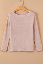 Light Pink Waffle Knit Drop Shoulder Long Sleeve Top