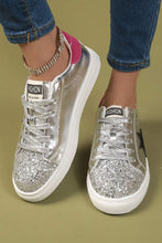 Silvery Metallic Luster Star Pattern Slip On Flat Shoes