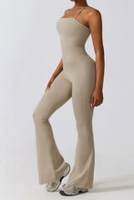 Smoke Gray Halter Flared Yoga Jumpsuit