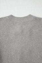 Philippine Gray Ribbed Knit Bow Front Buttoned Cardigan