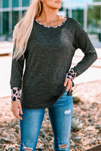 Leopard Contrast Trim Knit Top