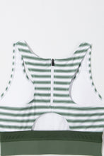 White Stripe Zipped Cut out Racer Back High Waisted Bikini