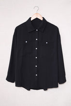 Solid Pocket Long Sleeve Button-up Shirt