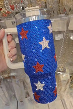 Dark Blue Star Shape Rhinestone Handle Large Vacuum Cup 40oz