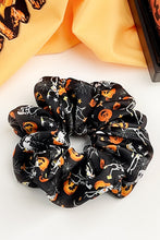 Black Halloween Pattern Print Hair Scrunchie