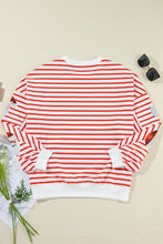 Orange Stripe Striped Sequin Santa Claus Pattern Christmas Pullover Sweatshirt