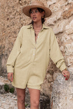 Half Button Shirt Collar Long Sleeve Loose Romper