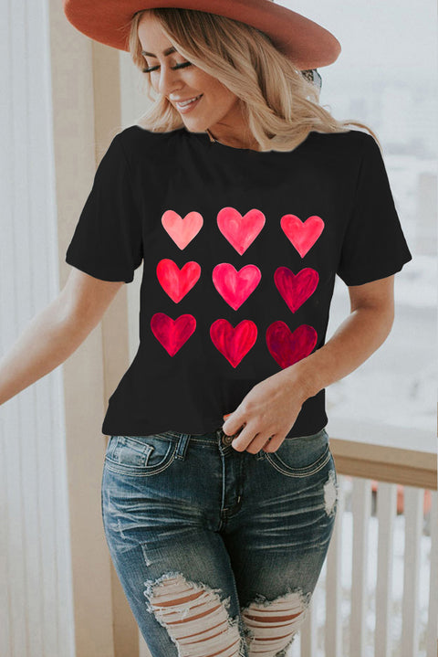 Camiseta con estampado de corazón y lentejuelas