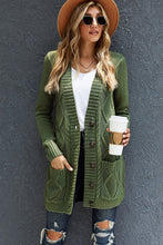 Green Front Pocket and Buttons Closure Cardigan