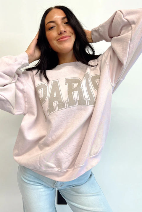 Pink PAIRS Graphic Oversized Sweatshirt