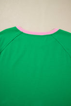 Bright Green Two Tone Contrast Textured Crewneck Tee and Shorts Set