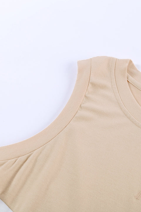 Apricot Crew Neck Colorblock Tank Top