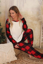 Christmas Pattern Plaid Color Block Two Piece Lounge Set