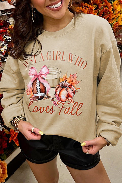 Parchment Just a Girl Who Loves Fall Printed Sweatshirt