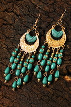 Light Blue Boho Beaded Tassel Alloy Charm Earrings