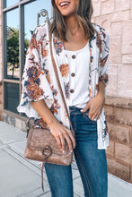 Floral Print Open Front Bell Sleeve kimono