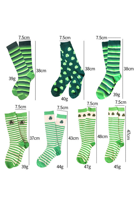 Dark Green St Patricks Clover Print Tube Socks