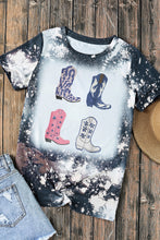 Multicolor Tie Dye Western Boots Printed Crewneck T-shirt